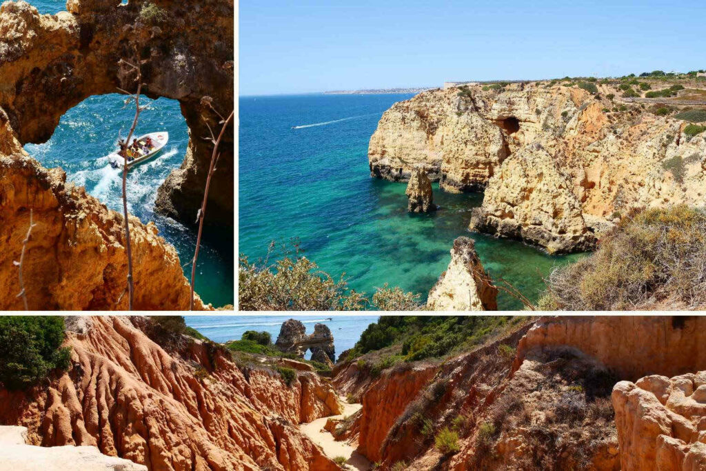 paysages de ponta da piedade: falaises, sentier et mer