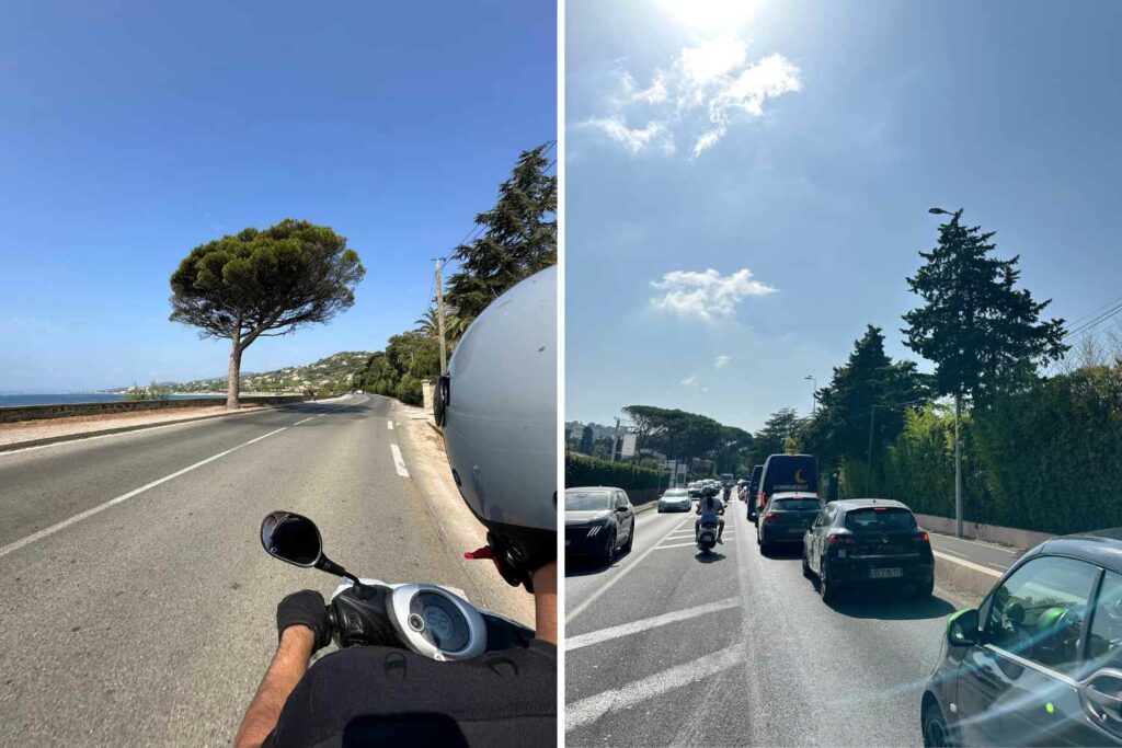 circulation en scooter sur la côte d'azur
