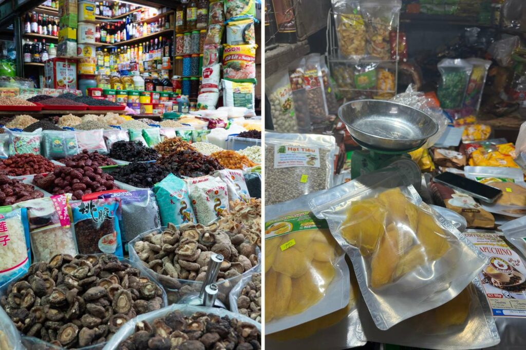 fruits séchés dans un marché, le genre de souvenir idéal et facile à ramener
