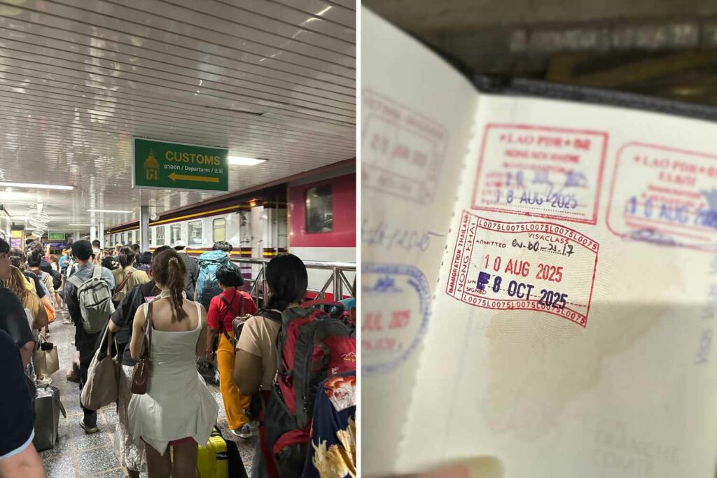 entrée en Thaïlande par voie terrestre avec le train depuis le Laos, exemption de visa